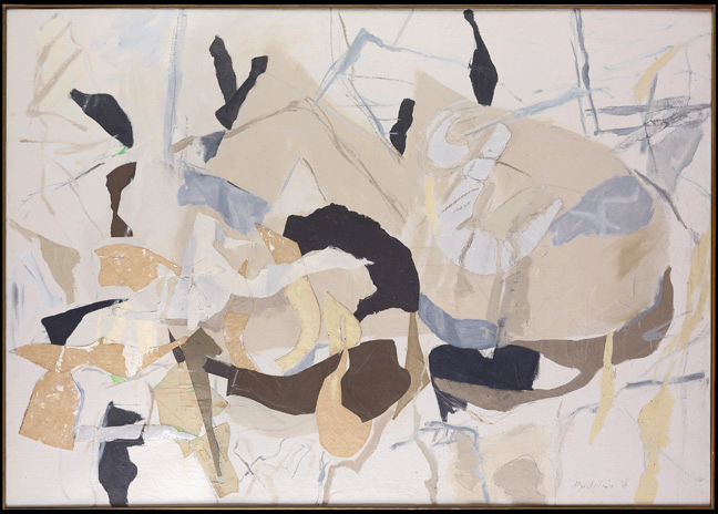 Perle Fine, "Billet Doux," 1958. Mixed media on canvas, 48 x 68 inches. 