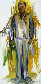 John F. Kennedy #21, 1963. Oil on canvas, 117 ¼ x 59 inches. Collection of Michael and Susan Luyckx. 
