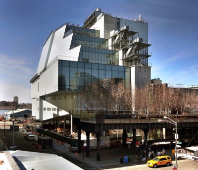 The new Whitney, designed by architect Renzo Piano, is adjacent to the southern terminus of the High Line (foreground).