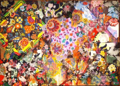 "Beauty of Summer," 1973-74. Acrylic and fabric on canvas, 50 x 70 inches. 