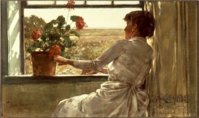 Frederick Childe Hassam, “Summer Evening,” 1886. Oil on canvas, 12 1/8 x 20 3/8 in. Florence Griswold Museum.