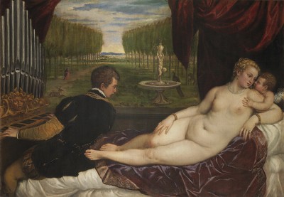 Titian (Tiziano Vecelli, c. 1488–1576) Venus with an Organist and Cupid, c. 1550–55 Oil on canvas, 59 1/8 x 85 7/8 in.