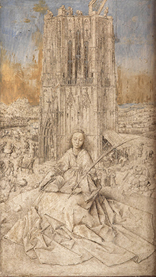 Jan van Eyck (ca. 1390–1441) Saint Barbara?, 1437. ?Metalpoint, brush drawing, and oil on wood, 16 3?8 × 11 × 2 3?8 in. Koninklijk Museum voor Schone Kunsten, Antwerp. 